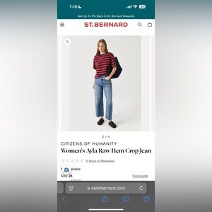 Citizens of humanity 
Women's Ayla Raw Hem Crop Jean